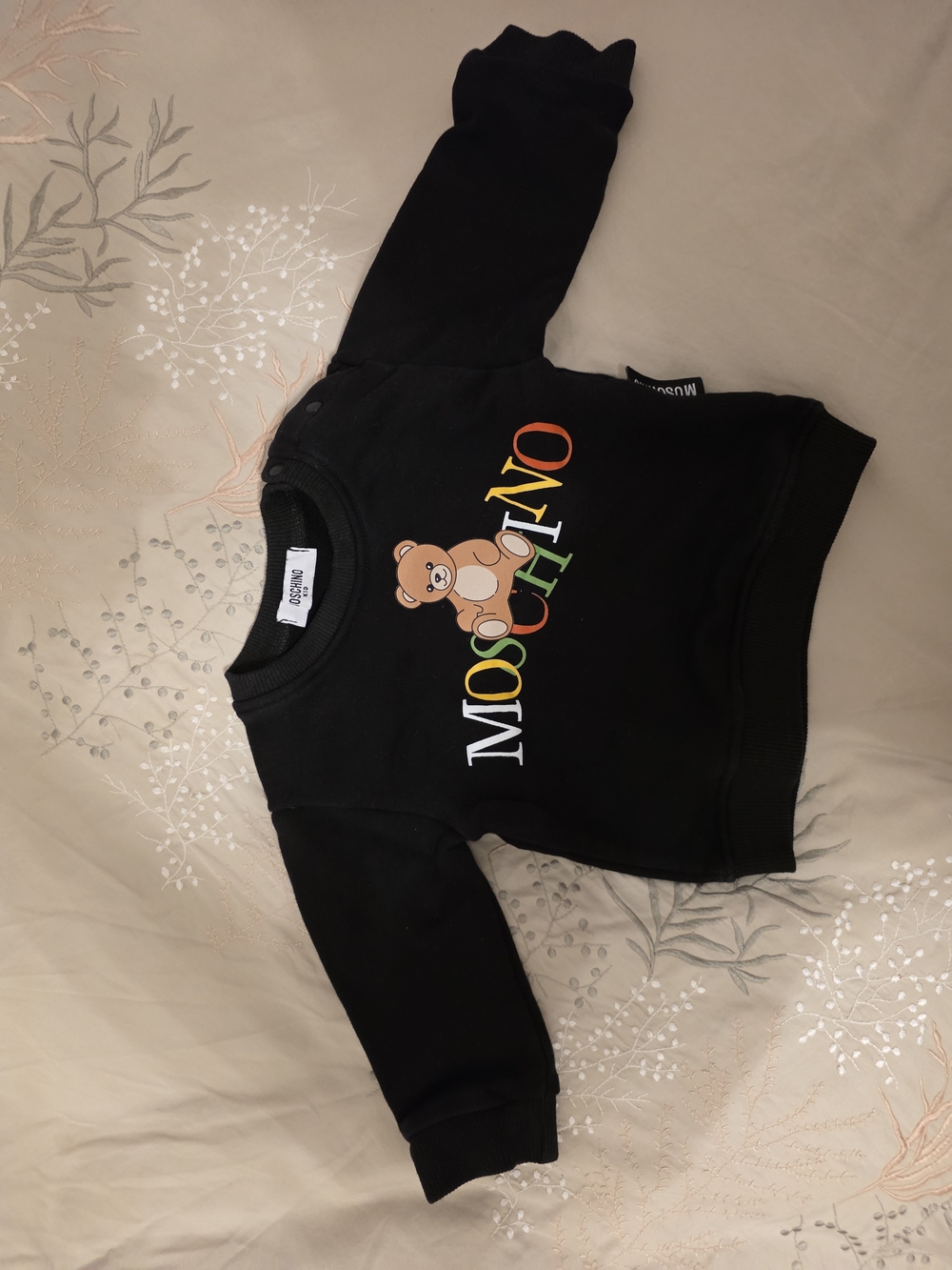 Moschino Black Kids Sweatshirt with Multicolor Logo and Teddy
